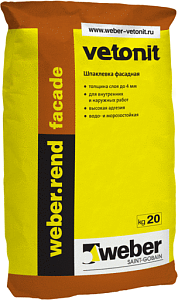 Шпатлёвка цементная Weber Rend Facade серая 20 кг – 1