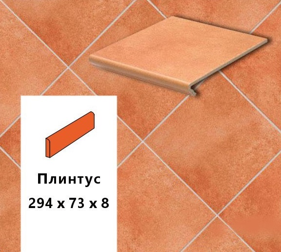 Изображение клинкерный плинтус  euramic cadra e 523 cotto, 294х73х8 