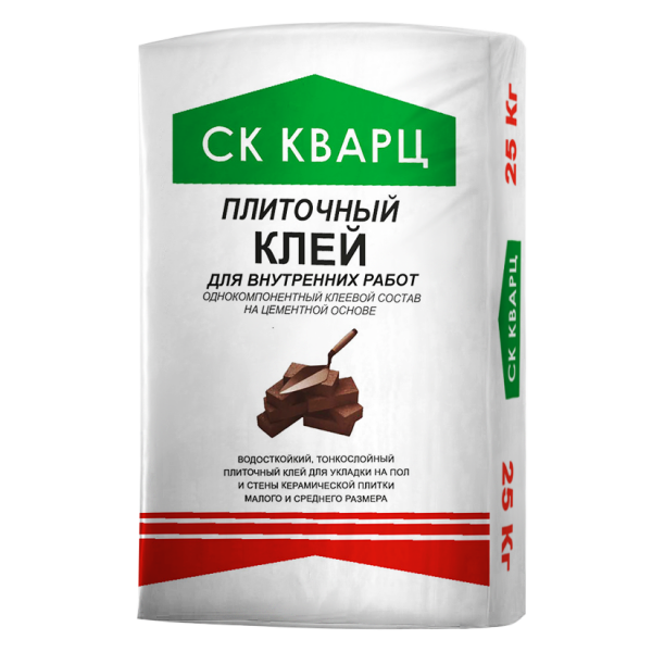 Плиточный клей для внутренних работ (25 кг) СК КВАРЦ – 1