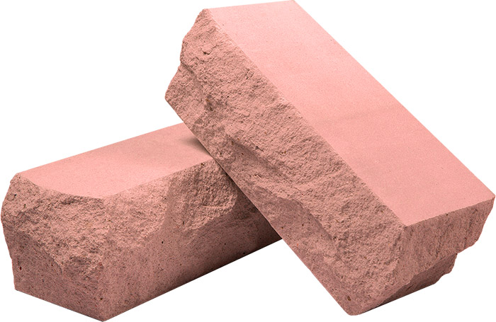 Силикатный кирпич розовый полуторный рустированный угол КЗСК – 1