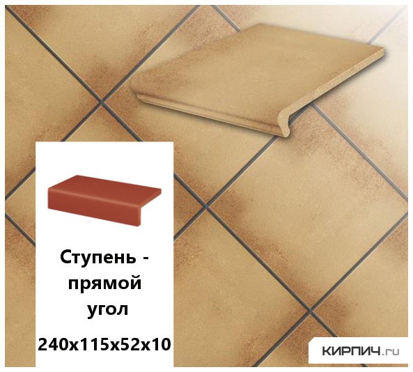 Изображение клинкерная ступень прямоугольная  stroeher keraplatte duro 803 elba, 240х115х52х10 