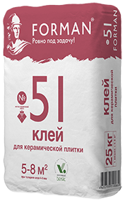 Изображение клей для плитки и блоков forman 51 сгк, 25 кг