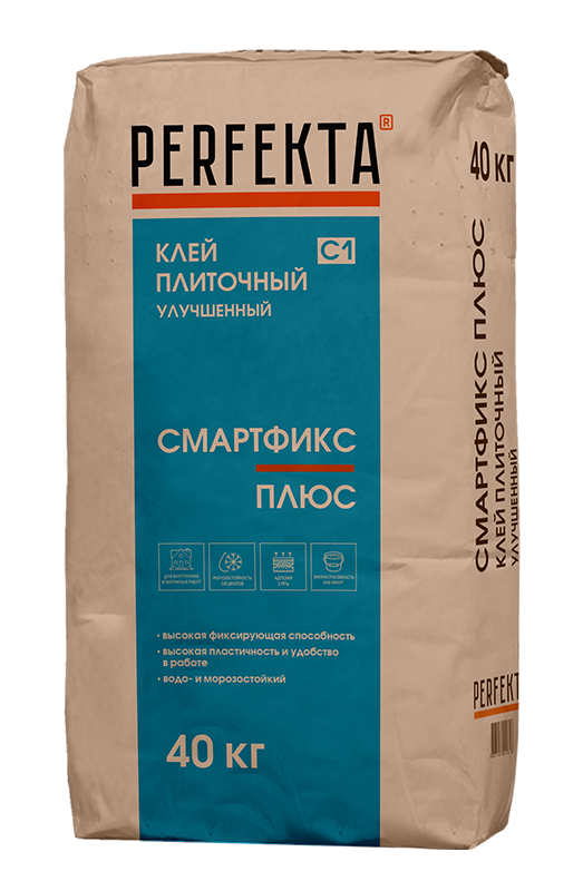 Изображение клей для керамической плитки, керамогранита и камня смартфикс plus perfekta 40 кг 