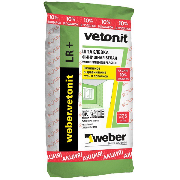 Изображение шпатлёвка финишная weber-vetonit lr+ 25 кг