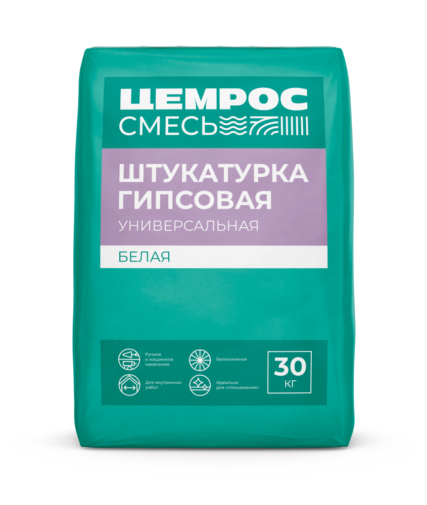 Штукатурка гипсовая универсальная белая ЦЕМРОС 30 кг – 1