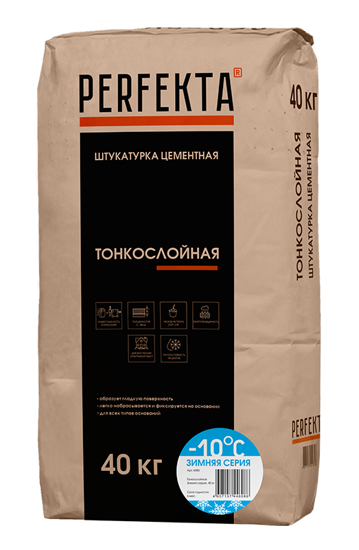 Изображение штукатурка фасадная усиленная perfekta тонкослойная зима 40 кг 