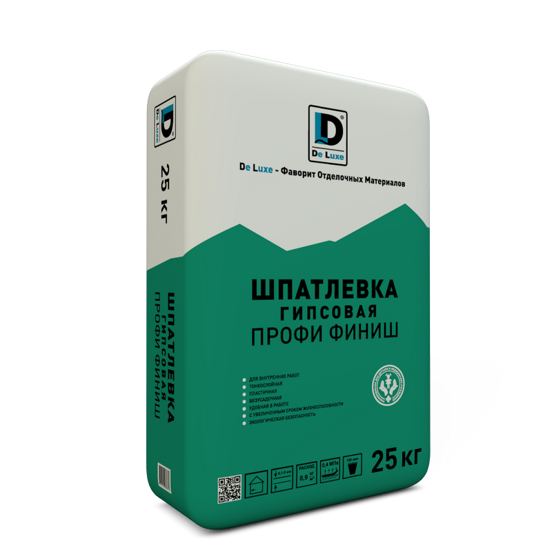Изображение шпаклевка гипсовая "профи финиш" de luxe белая 25 кг