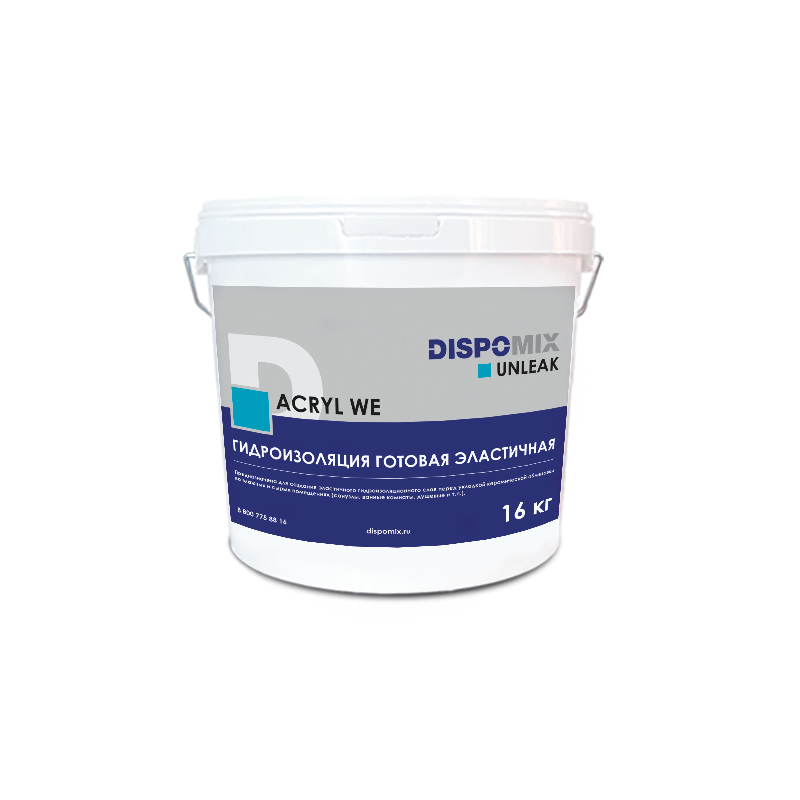Гидроизоляция готовая эластичная Unleak Acryl WE, 16 кг – 1
