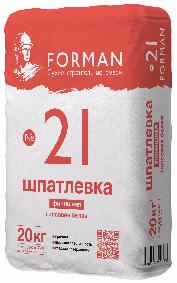Изображение шпатлевка гипсовая финишная forman 21 белая, 20 кг