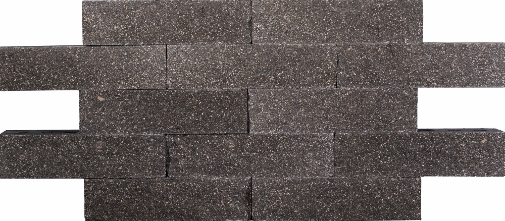 Кирпич гиперпрессованный одинарный Черный Оникс рустированный ложок СПК – 1