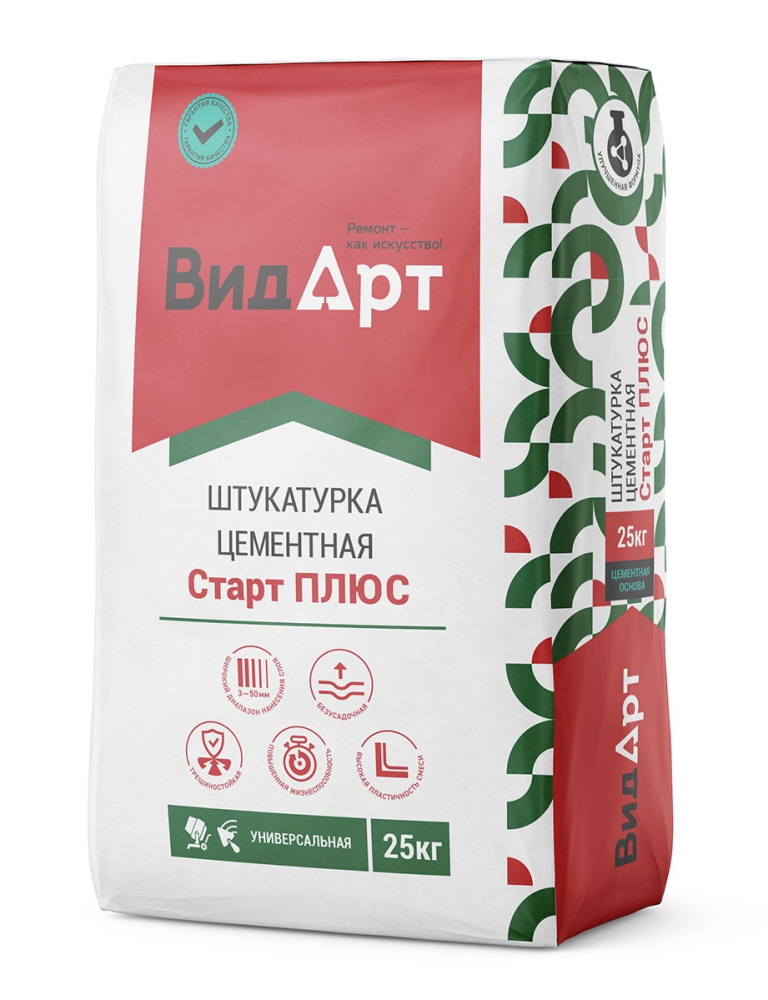 Изображение штукатурка цементная старт плюс «видарт» 25 кг