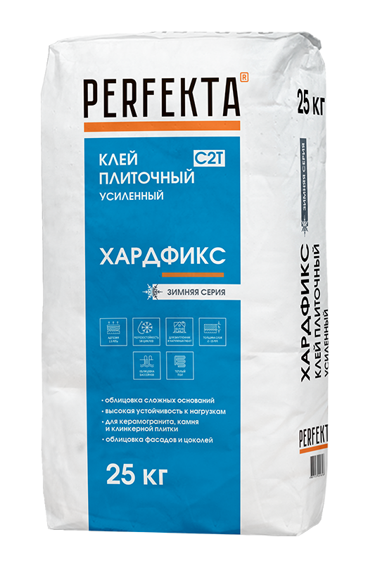 Изображение клей для керамогранита клинкерной плитки натурального камня и гранита хардфикс зима perfekta 25 кг 