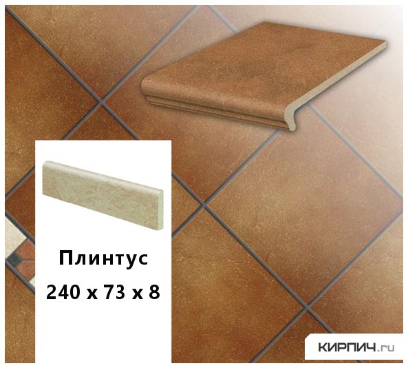 Изображение клинкерный плинтус  stroeher keraplatte roccia 841 rosso, 240х73х8 