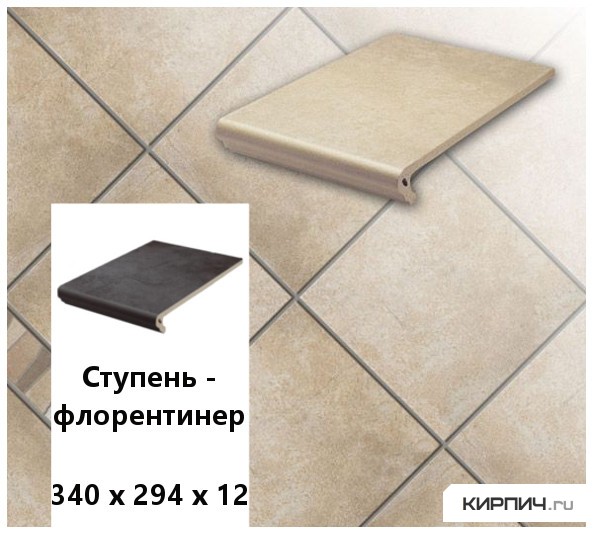 Изображение клинкерная ступень-флорентинер stroeher keraplatte aera 725 faveo ,  340х294х12 