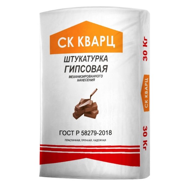 Штукатурка гипсовая (белая) МН 30 кг. Кварц – 1