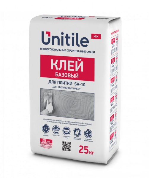 Изображение клеевая смесь для укладки керамической плитки sa-10 базовый unitile, 25 кг
