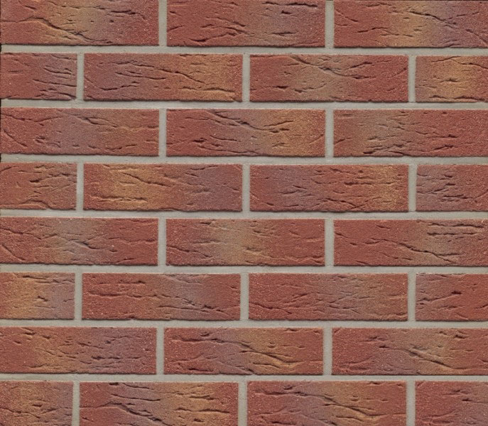 Изображение плитка фасадная клинкерная feldhaus klinker r335nf9 carmesi antic mana рельефная, 240x71x9