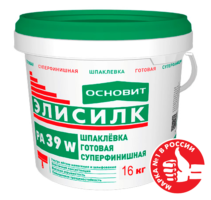 Изображение шпаклевка готовая суперфинишная элисилк pa39 w основит 16 кг 