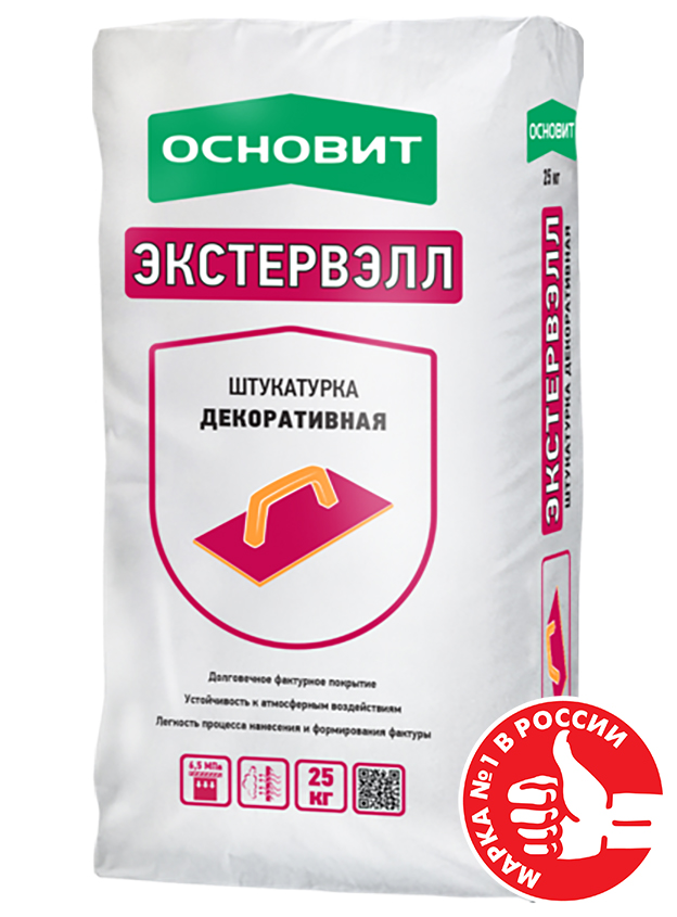 Штукатурка декоративная Основит Экстервэлл OS-2.5 WK Короед белая 25 кг  – 1