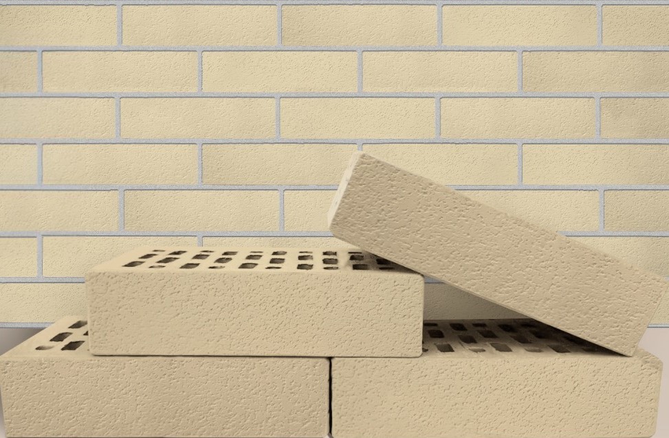 Кирпич облицовочный слоновая кость одинарный Шагрень Терекс – 1