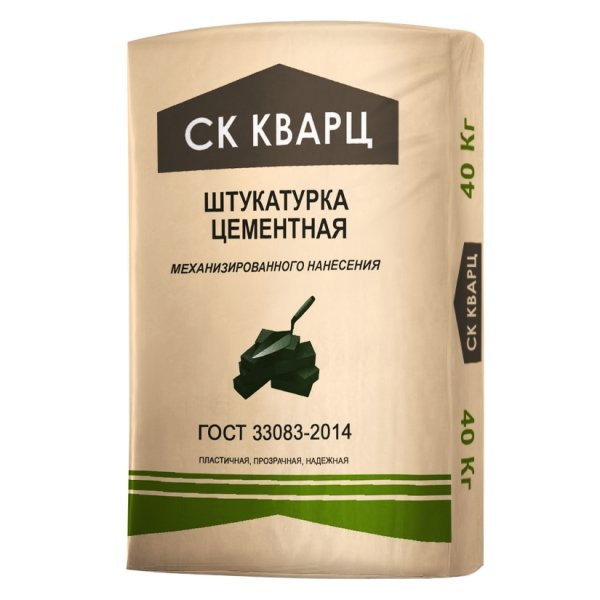 Штукатурка цементная РН и МН 40 кг. Кварц – 1