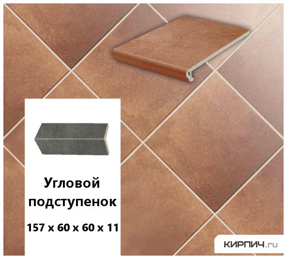 Изображение клинкерный угловой подступенок stroeher keraplatte aera t 728 core, 157х60х60х11 