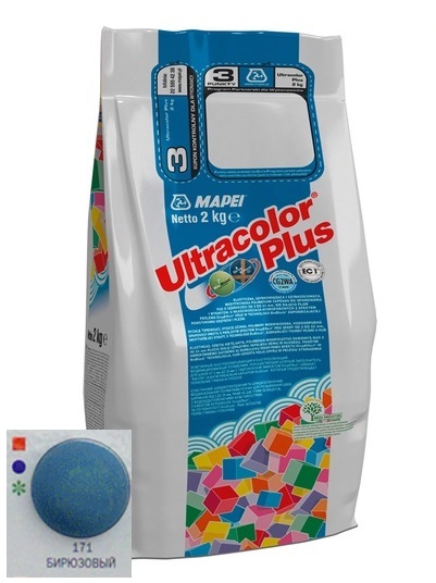 Изображение затирка цементная mapei ultracolor plus №171 бирюзовая 2 кг
