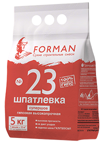 Изображение шпатлевка гипсовая высокопрочная супершов forman 23 белая, 5 кг