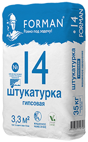 Штукатурка гипсовая машинного нанесения FORMAN № 14 белый 35 кг  – 1