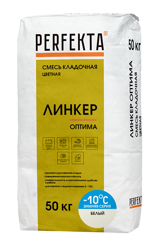 Изображение линкер оптима цветной кладочный раствор perfekta белый зима 50 кг 