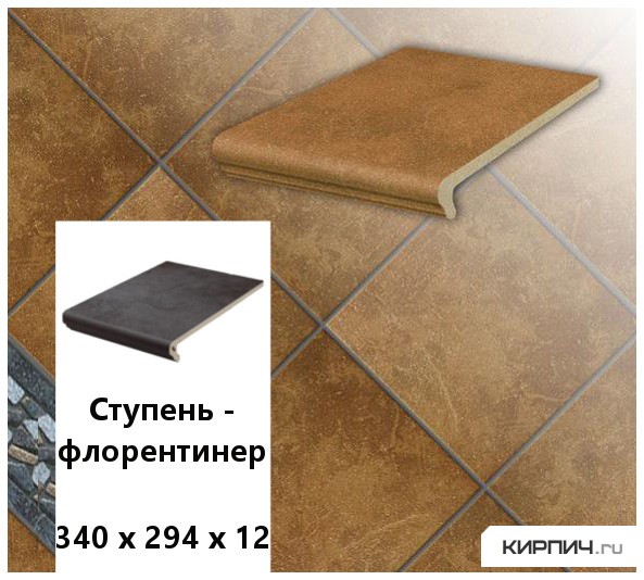 Изображение клинкерная ступень-флорентинер stroeher keraplatte roccia 839 ferro, 340х294х12 