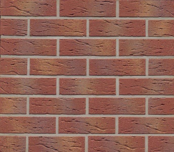 Изображение плитка фасадная клинкерная feldhaus klinker r332nf14 carmesi multi mana рельефная, 240x71x14 