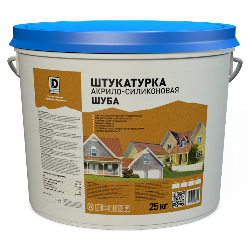 Изображение штукатурка декоративная акрило-силиконовая "шуба" de luxe, 25 кг
