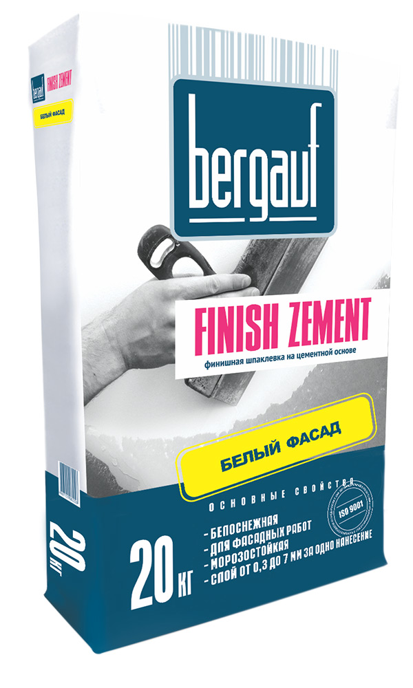 Изображение шпатлёвка цементная bergauf finish zement белая 20 кг