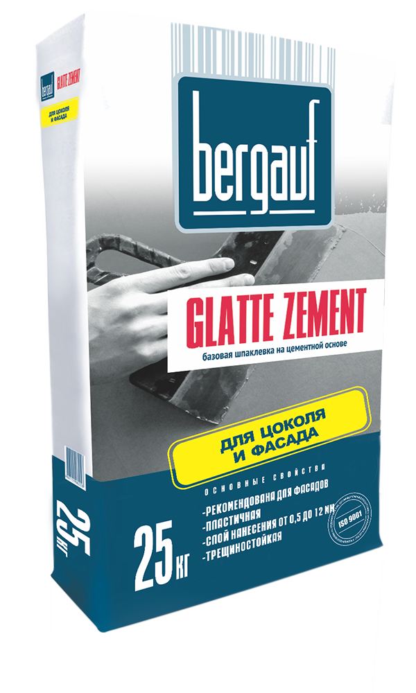 Изображение шпатлёвка цементая базовая bergauf glatte zement 25 кг