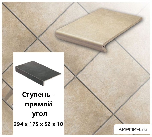 Изображение клинкерная ступень прямоугольная  stroeher keraplatte aera 725 faveo, 294x175x52x10 