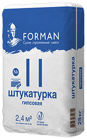 Штукатурка гипсовая ручного нанесения FORMAN 11 белая 28 кг  – 1