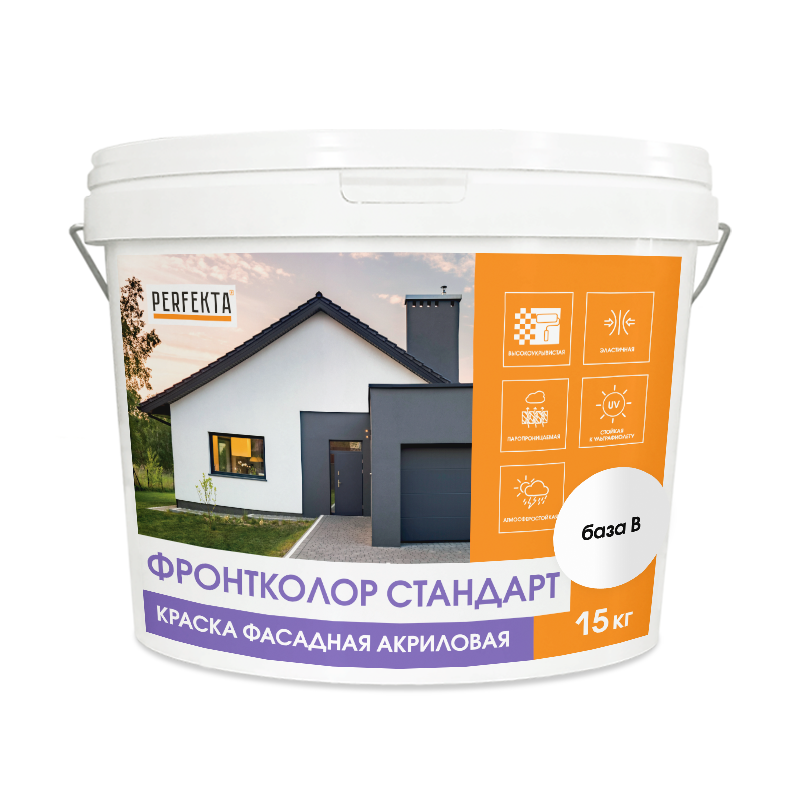 Изображение краска фасадная акриловая фронтколор стандарт база b, 15 кг