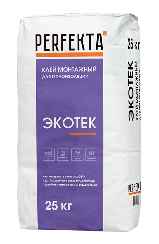 Изображение клей для теплоизоляции монтажный "экотек" perfekta 25кг 