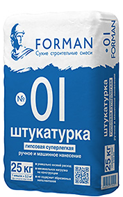 Штукатурка гипсовая суперлегкая FORMAN №01 белая 25 кг  – 1