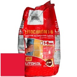 Изображение затирка цементная litokol litochrom 1-6 c.630 красный чили 2 кг