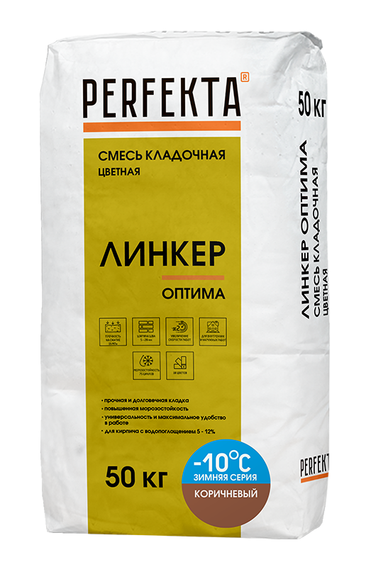 Изображение линкер оптима цветной кладочный раствор perfekta коричневый зима 50 кг 