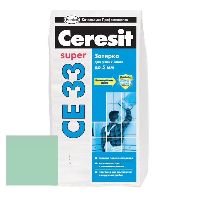 Изображение затирка для узких швов ceresit ce33 super №67 киви 2 кг
