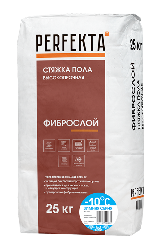 Изображение стяжка пола perfekta базовая усиленная фиброслой зима 25 кг 