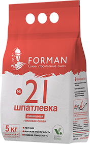 Изображение шпатлевка гипсовая финишная forman 21 белая, 5 кг