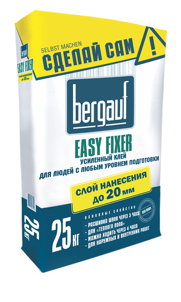 Изображение плиточный клей усиленный bergauf easy fixer 25 кг
