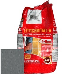 Изображение затирка цементная litokol litochrom 1-6 c.40 антрацит 2 кг