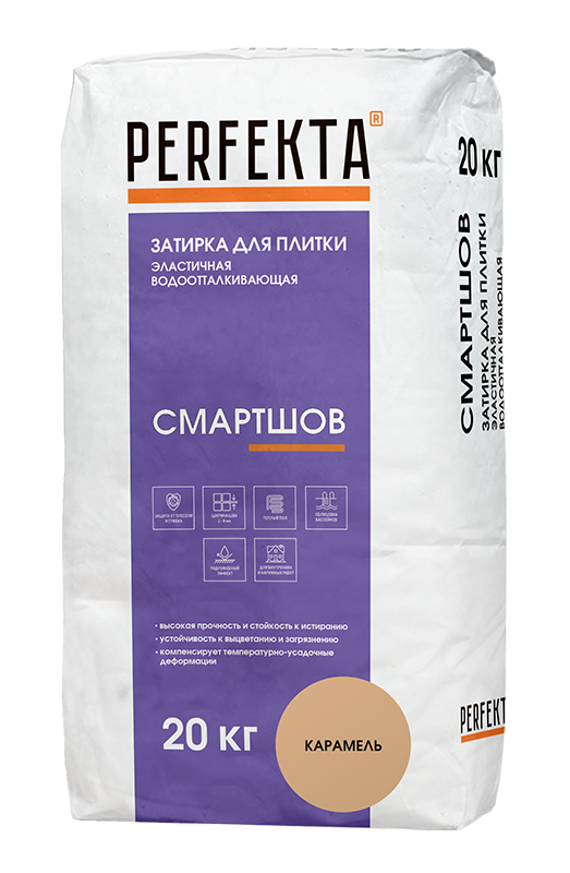 Изображение смартшов водоотталкивающая эластичная затирка perfekta карамель 20 кг 
