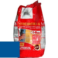 Изображение затирка цементная litokol litochrom 1-6 c.660 небесно-синяя 2 кг