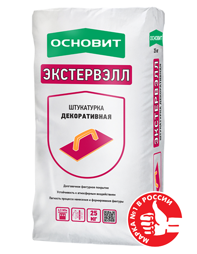 Изображение штукатурка декоративная основит экстервэлл os-1.0 gk короед серая 25 кг 